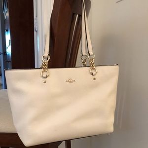 Cream pebbled leather Coach bag